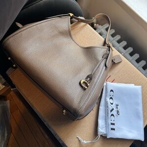 Coach Bella Leather Shoulder Bag - Dark Stone (NWT)